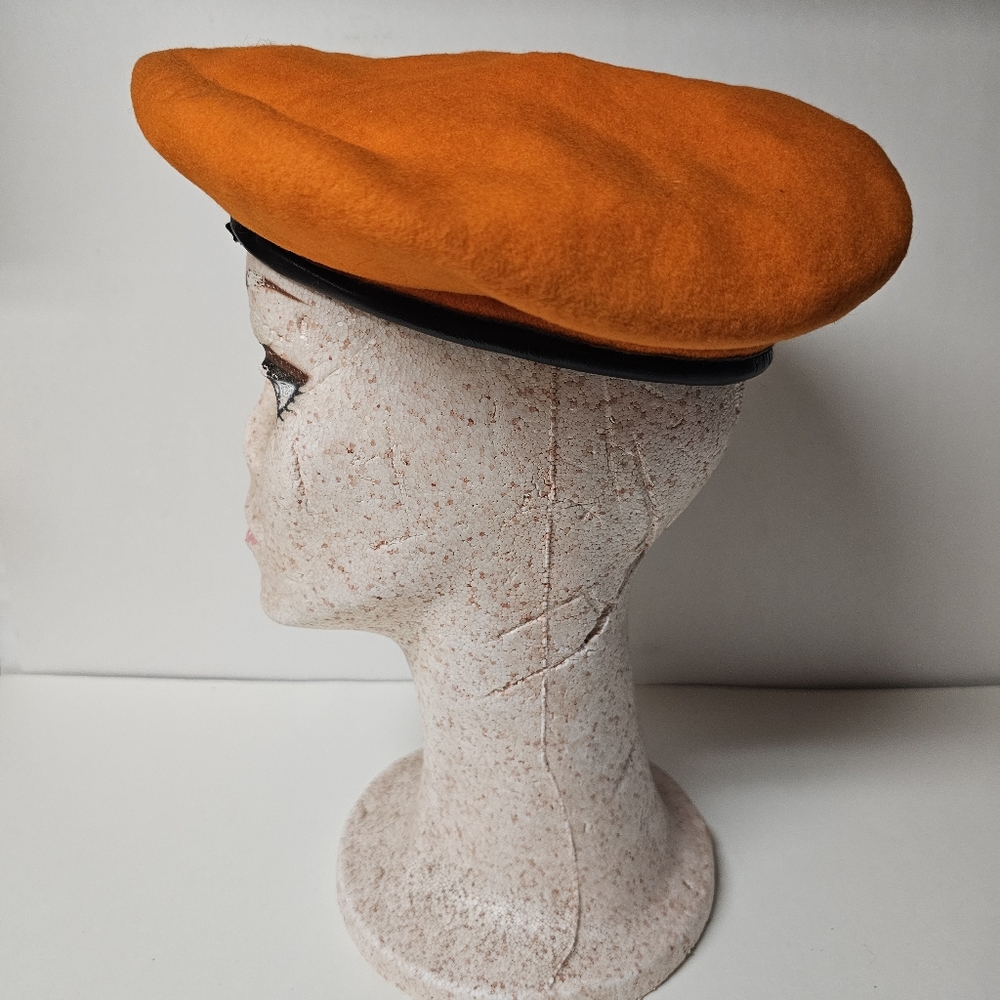 Bancroft Military Caps 100% Wool RARE Orange Beret S. 6 3/4 (Old Military Stock) - Picture 4 of 5